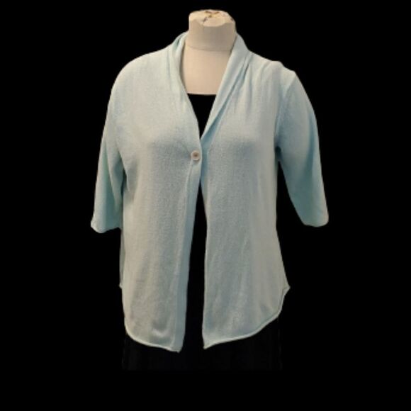 Eileen Fisher Green  Cardigan Sweater 3/4 Sleeve Size XL
 100% Cotton - Picture 2 of 8